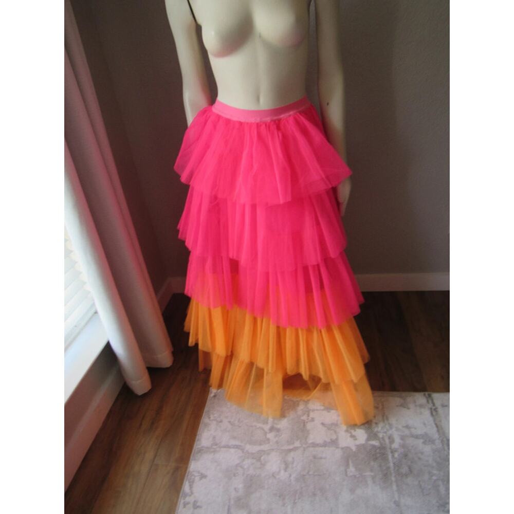 Hot & Delicious Hot Pink/Orange Tulle Skirt - Picture 2 of 4